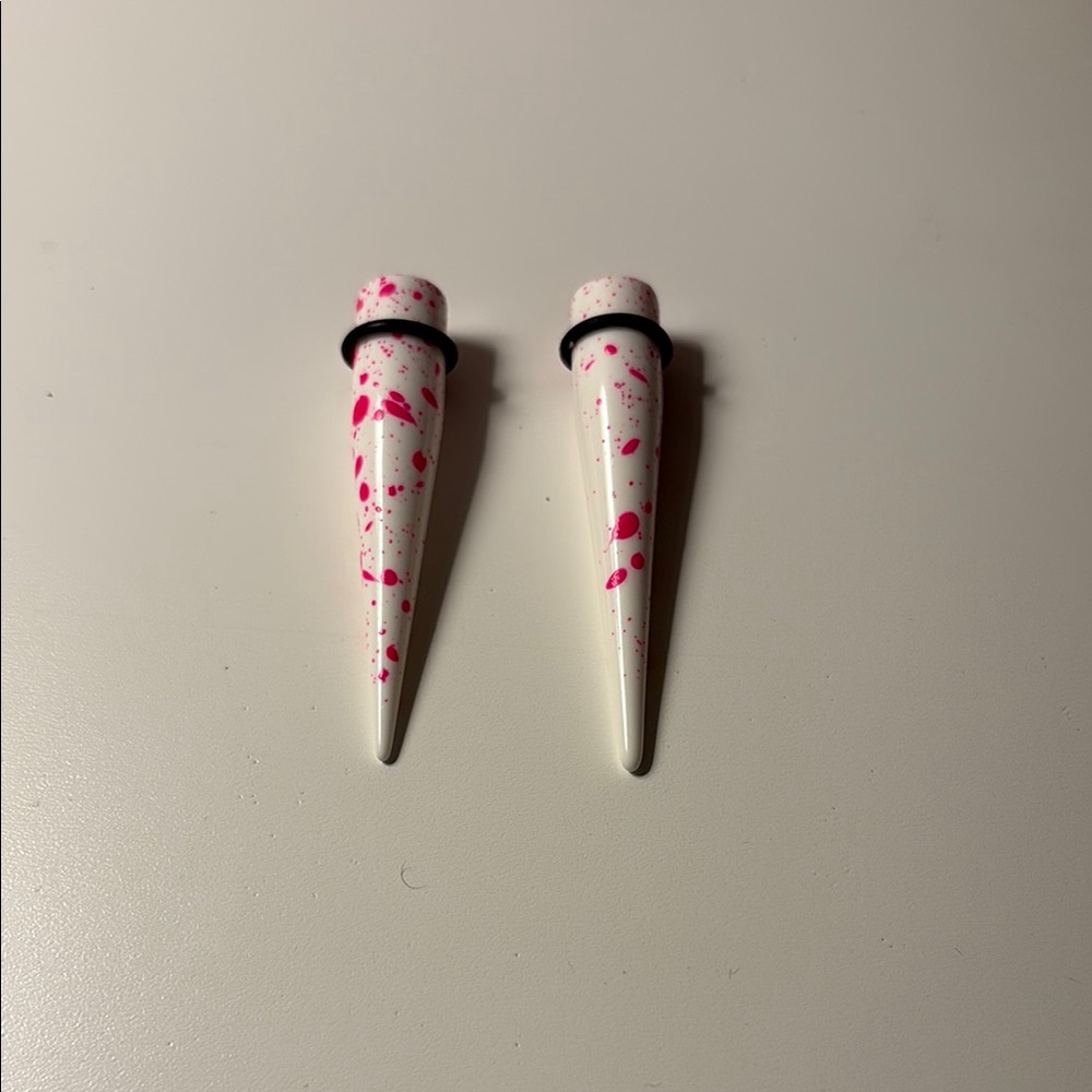 Pink and White Taper Earrings